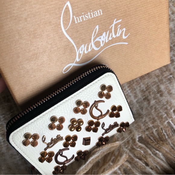 Christian Louboutin Panettone White Leather Stud Small Coin Purse Wallet - Picture 9 of 15